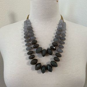 Grey faceted double layer necklace multi lengths